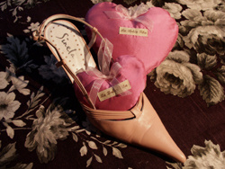 Satin tied + tissue wrapped Pink lingerie hearts image (22k)